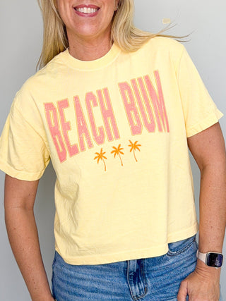 Beach Bum With Palm Trees Wholesale Boxy Comfort Color Graphic Tee - Limeberry Wholesale