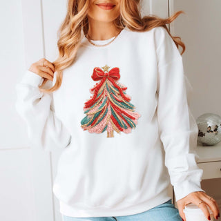 Christmas Tree Faux Yarn Wholesale Graphic Sweatshirt - Limeberry Wholesale
