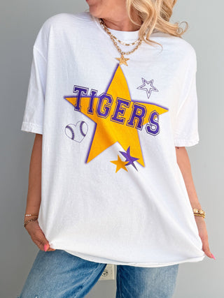 Custom Baseball Large Star Wholesale Comfort Color Graphic Tee - Limeberry Wholesale