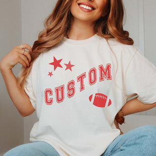 Custom Mascot Football And Stars Wholesale Comfort Color Graphic Tee - Limeberry Wholesale