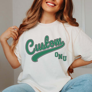 Custom Team Script With Tail Wholesale Comfort Color Graphic Tee - Limeberry Wholesale