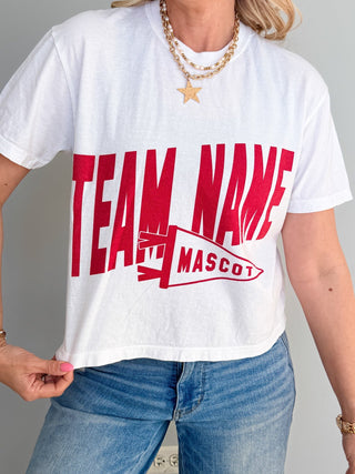 Custom Team with Mascot Pennant Flag Wholesale Boxy Comfort Color Graphic Tee - Limeberry Wholesale