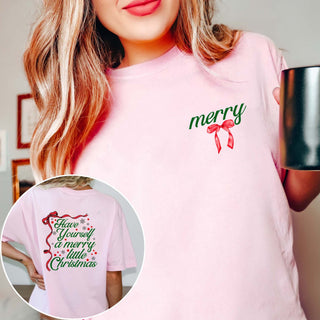 Have Yourself A Merry Christmas Bow Wholesale Comfort Color Graphic Tee Front & Back Design - Limeberry Wholesale