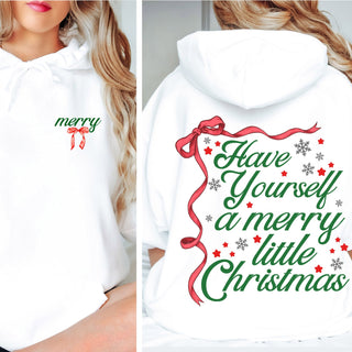 Have Yourself A Merry Christmas Bow Wholesale Graphic Hoodie Front & Back Design - Limeberry Wholesale
