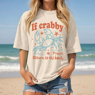 If Crabby Return To The Beach Wholesale Graphic Comfort Color Tee - Limeberry Wholesale