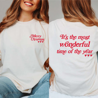 Merry Christmas Retro Wholesale Comfort Color Graphic Tee Front & Back Design - Limeberry Wholesale