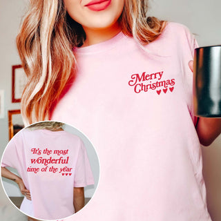 Merry Christmas Retro Wholesale Comfort Color Graphic Tee Front & Back Design - Limeberry Wholesale