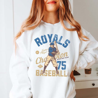 Royals Vintage Baseball Wholesale Graphic Sweatshirt - Ships Fast - Limeberry Wholesale