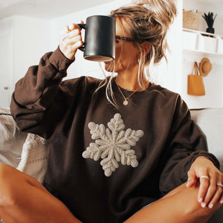 Snowflake Faux Yarn Wholesale Graphic Sweatshirt - Limeberry Wholesale