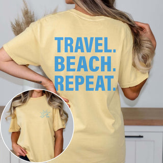 Travel Beach Repeat Wholesale Graphic Comfort Color Tee Front & Back Design - Limeberry Wholesale