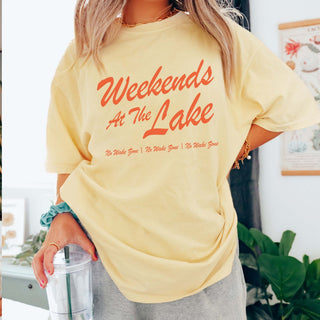 Weekends At The Lake Wholesale Graphic Comfort Color Tee - Limeberry Wholesale